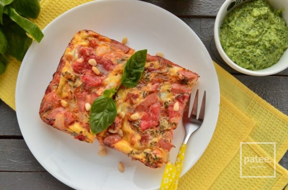 Фриттата с колбасой, помидорами и сладким перцем 🍅 - Шаг 1