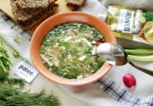 Окрошка на квасе с квашеной капустой