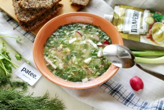 Окрошка на квасе с квашеной капустой