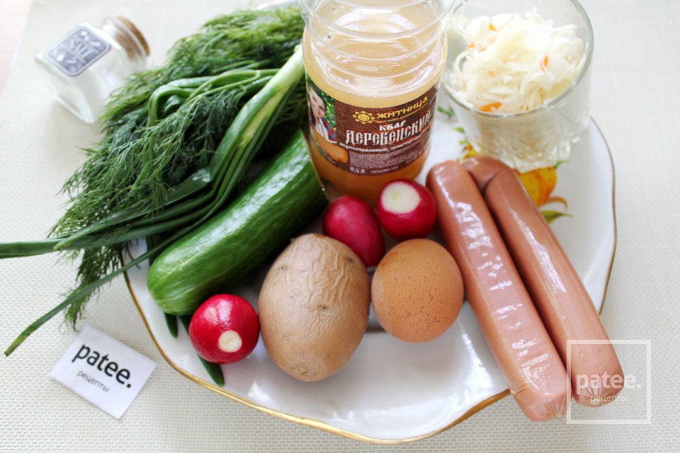 Окрошка на квасе с квашеной капустой - Шаг 1