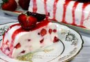 Творожный десерт без выпечки с клубникой