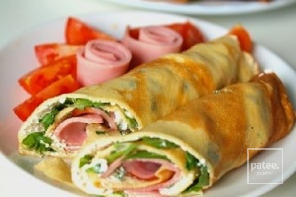 Блины с начинкой: из творога ветчины и зелени 🥞 - Шаг 1