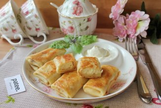 Тонкие блинчики с творогом