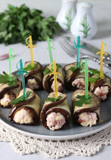 Рулеты из баклажанов с ветчиной 🍆 - Шаг 7