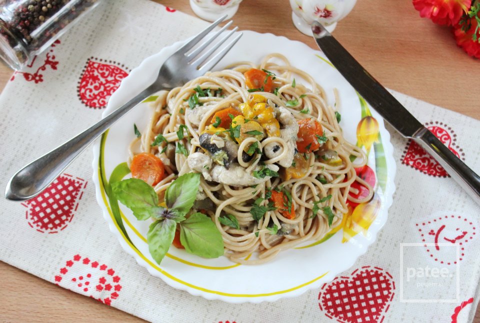 Курица с гречневой лапшой и овощами - Шаг 11