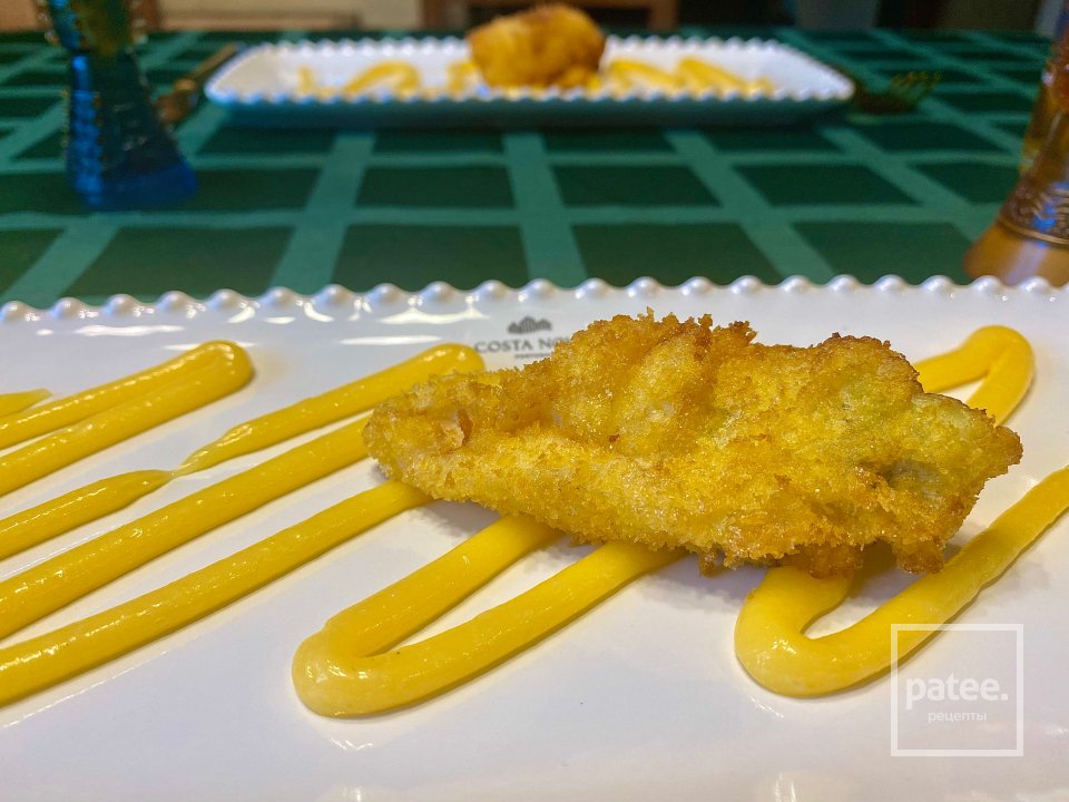 Цветки цукини с фейхоа, грецкими орехами и лаймом в сладком кляре и лимонном курде - Шаг 14