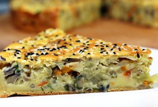 Заливной пирог с капустой и грибами