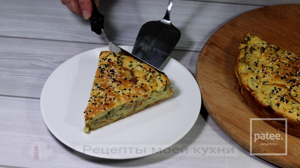 Заливной пирог с капустой и грибами - Шаг 10