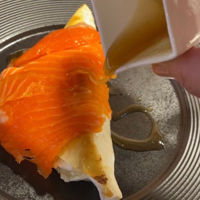 Омлет с рикоттой в лаваше с цитрусовой чавычей в гречишном меду - Шаг 4