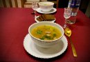 Картофельный суп с булгуром, шампиньонами и свиными языками