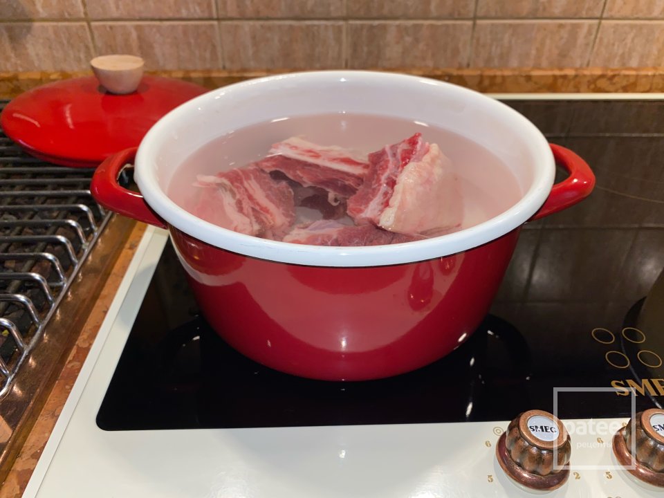 Картофельный суп с булгуром, шампиньонами и свиными языками - Шаг 3