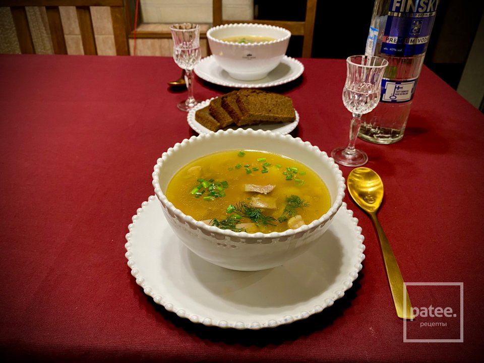 Картофельный суп с булгуром, шампиньонами и свиными языками - Шаг 14
