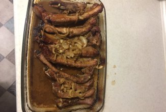 Запечённые рёбрышки в пиве.