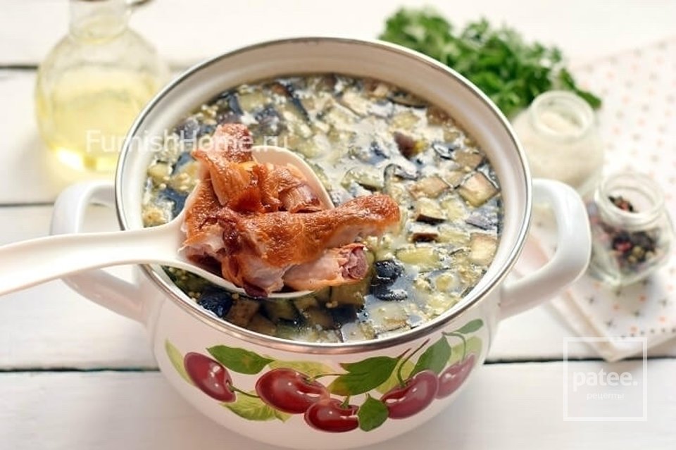 Томатный суп с баклажанами и копчёностями 🍲 - Шаг 5
