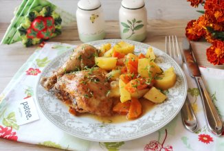 Жаркое из курицы с тыквой в рукаве