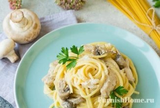 Паста с грибами и курицей в сливочном соусе 🍝