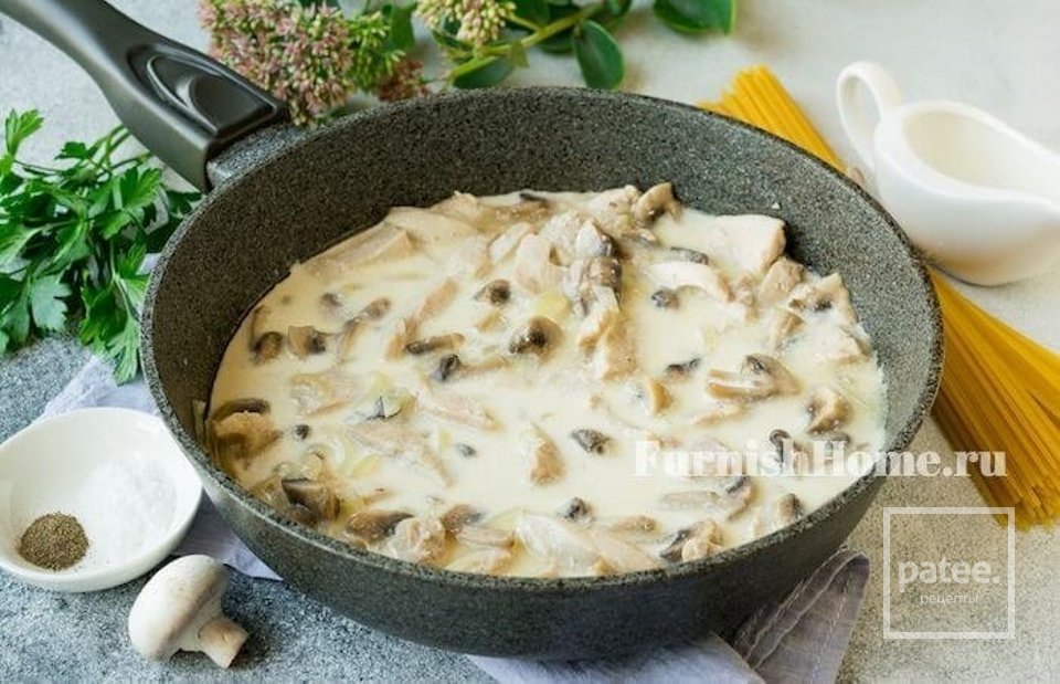 Паста с грибами и курицей в сливочном соусе 🍝 - Шаг 6