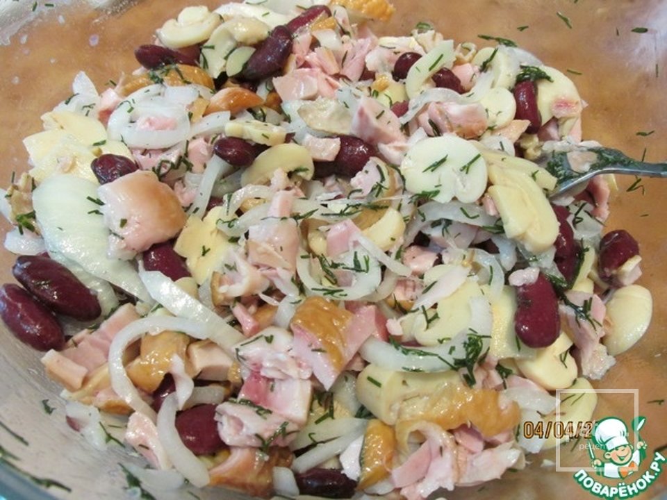Баварский салат из копченой курицы с фасолью 🥗 - Шаг 6