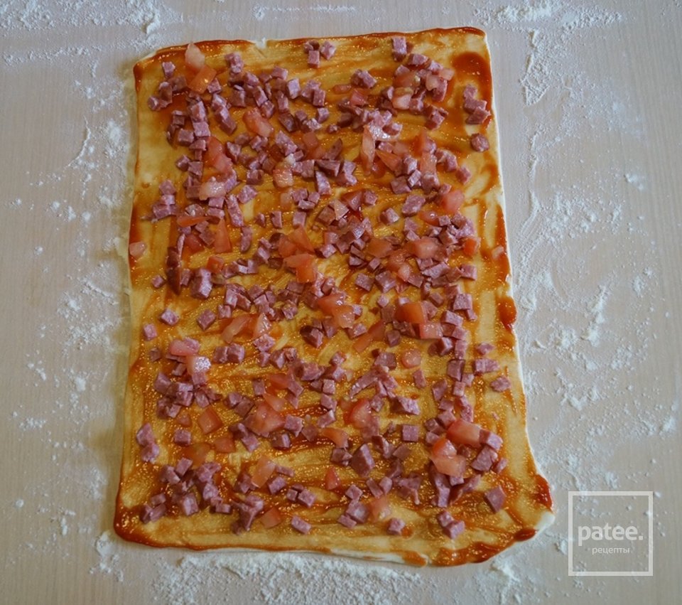 Слоёные улитки с колбасой и сыром 👍🏼 - Шаг 5