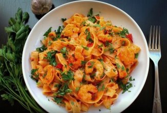 Феттучине с креветками 🍝