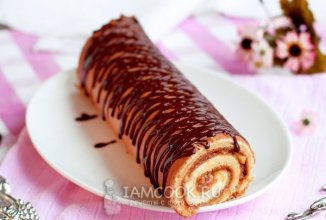 Бисквитный рулет с апельсиновым джемом (на молоке) 🍥