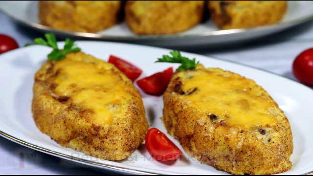 Картофельные лодочки с курицей и грибами