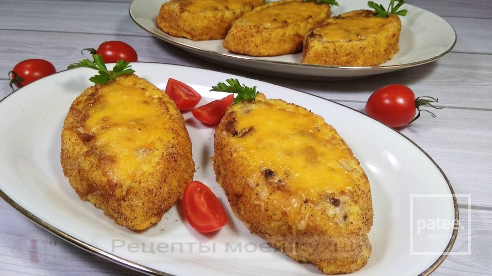 Картофельные лодочки с курицей и грибами - Шаг 17