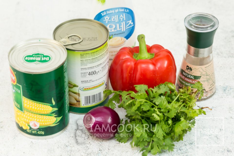 Салат с фасолью, кукурузой и болгарским перцем 🥗 - Шаг 1
