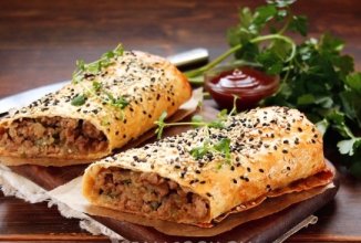 Рулет из лаваша с мясным фаршем в духовке 👍🏼
