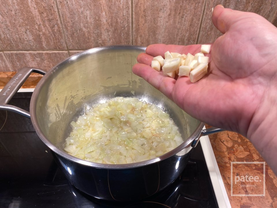 Тыквенный суп-пюре с имбирем, беконом и креветками - Шаг 7