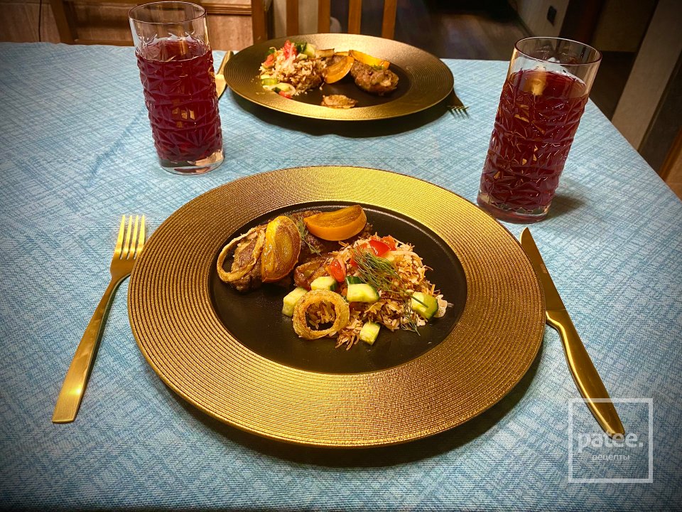 Жареная печень с хурмой - Шаг 12