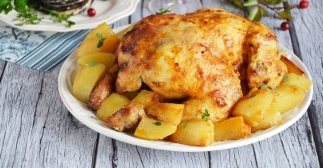 Курица целиком с картошкой в духовке 🍗