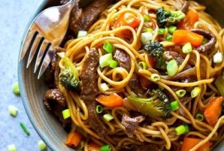 Лапша удон с говядиной и овощами (в сковороде Вок) 🍝