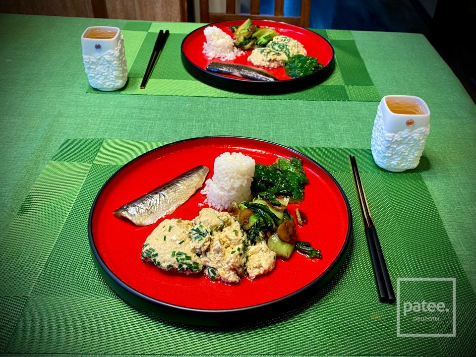 Корейский омлет GYERAN JIJIM с бок-чоем и имбирем - Шаг 8