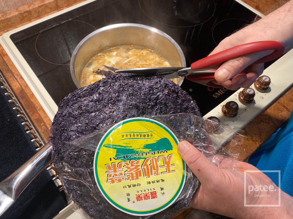 Японская лапша на даси, с сушеным крилем, тофу и быстрая кимчи - Шаг 12