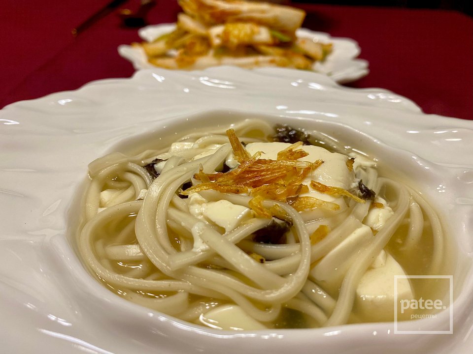 Японская лапша на даси, с сушеным крилем, тофу и быстрая кимчи - Шаг 14