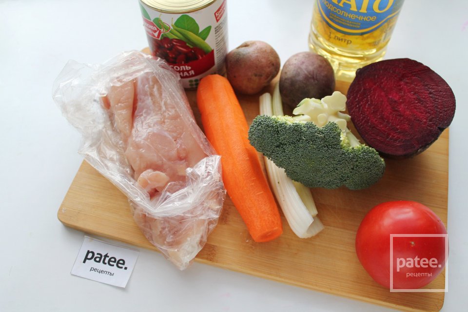 Борщ с красной фасолью и брокколи - Шаг 1