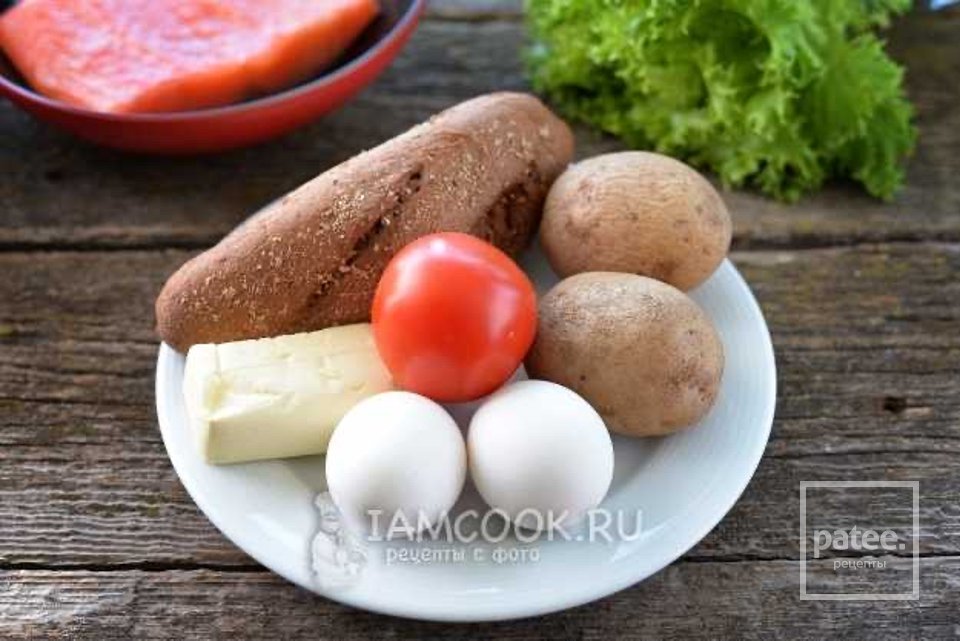Бутерброды с лососем, картофелем и яйцом 👍🏼 - Шаг 1