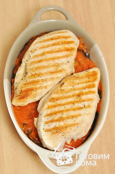 Куриные грудки, запеченные с баклажанами и моцареллой 🍗 - Шаг 11