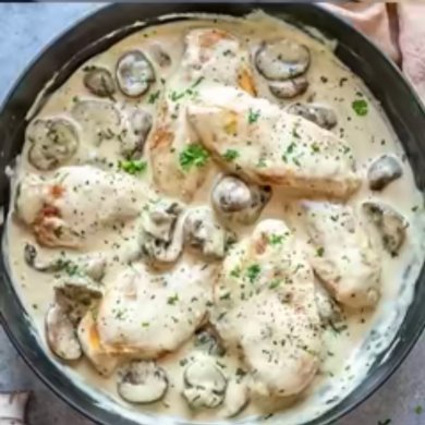 Курица с грибам в сливочном сыре