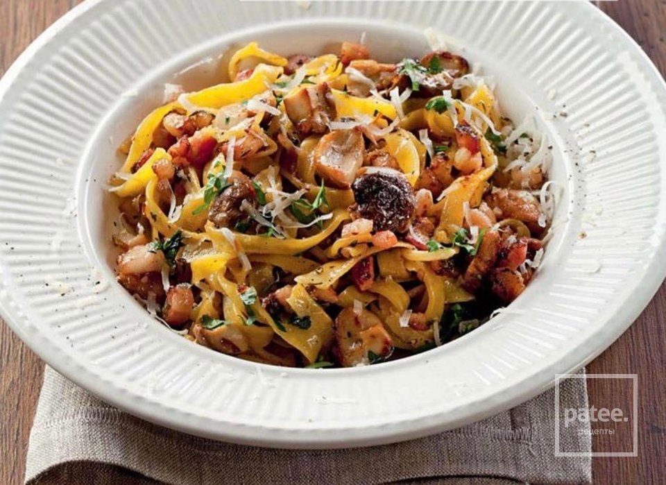 Тальятелле с грибами и беконом 🍝 - Шаг 1