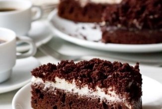 Шоколадно-кофейный пирог со сметанным кремом 🍰