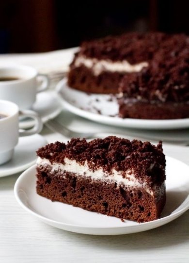 Шоколадно-кофейный пирог со сметанным кремом 🍰
