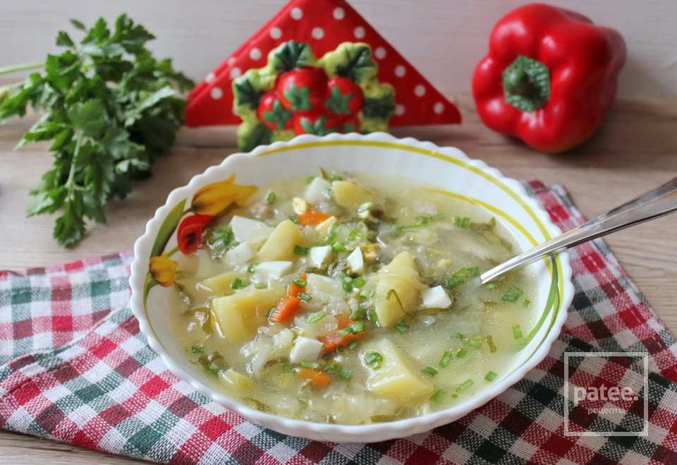 Овощной суп с капустой и щавелем - Шаг 12