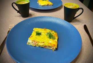 Норвежский творожный омлет с сёмгой