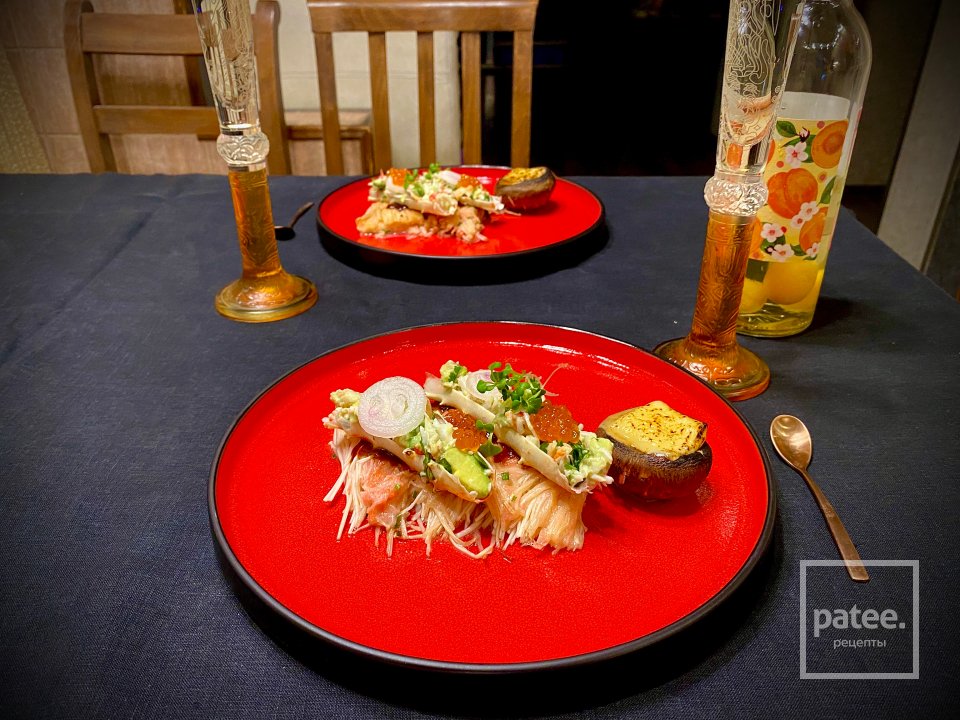 Севиче-Умами из Королевского Краба с грибами еноки и шиитаке - Шаг 16