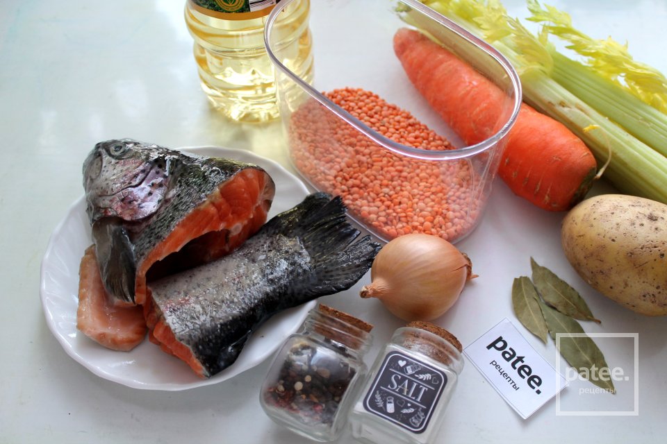 Рыбный суп с красной чечевицей - Шаг 1