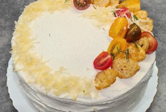 Блинный пирог с курицей и грибами