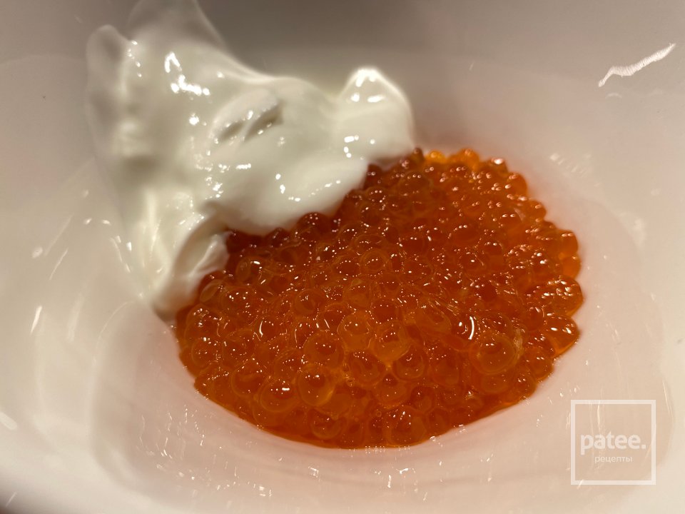 Блины с икрой и печенью трески - Шаг 6