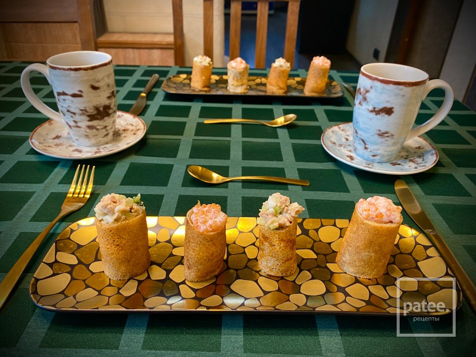 Блины с икрой и печенью трески - Шаг 7